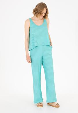 Kadın Mint Bisiklet Yaka Kolsuz Tişört - 50263938025