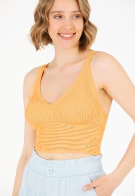 Kadın Turuncu V Yaka Kazak - 50267078001