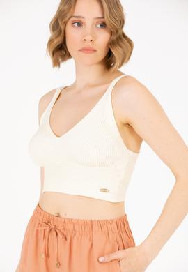 Kadın Ekru V Yaka Kazak - 50267078011