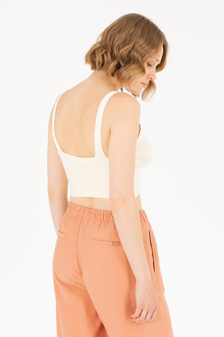 Kadın Ekru V Yaka Kazak - 50267078011