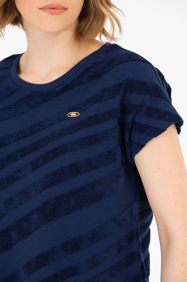 Kadın Lacivert Bisiklet Yaka Tişört