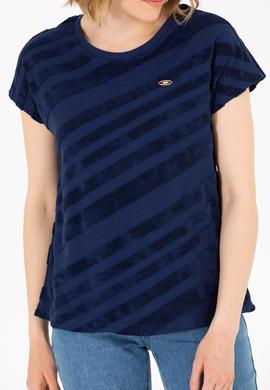 Kadın Lacivert Bisiklet Yaka Tişört - 50262552007