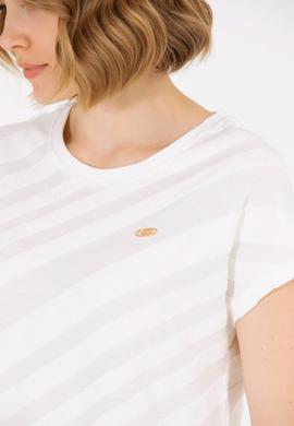 Kadın Krem Bisiklet Yaka Tişört - 50262552012