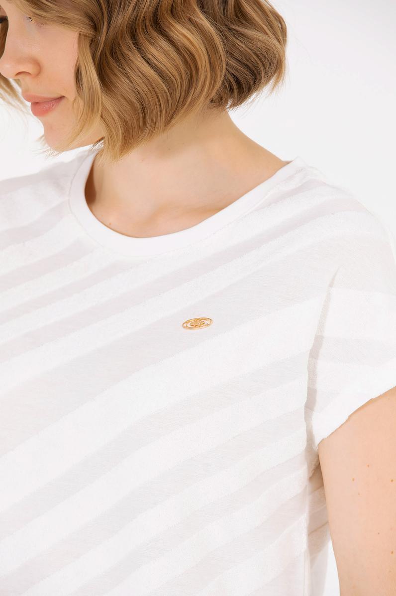 Kadın Krem Bisiklet Yaka Tişört