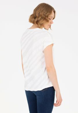 Kadın Krem Bisiklet Yaka Tişört - 50262552012