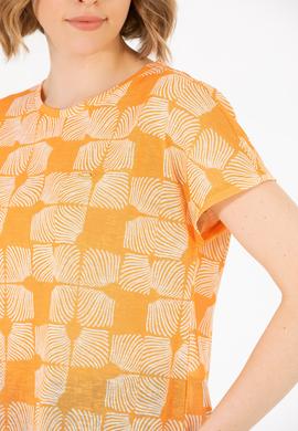 Kadın Turuncu Bisiklet Yaka Tişört - 50263589008