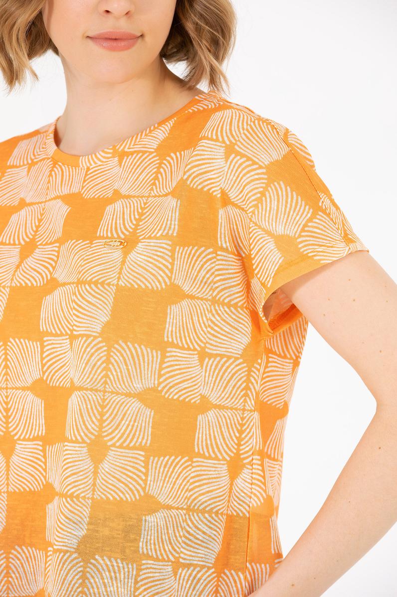 Kadın Turuncu Bisiklet Yaka Tişört