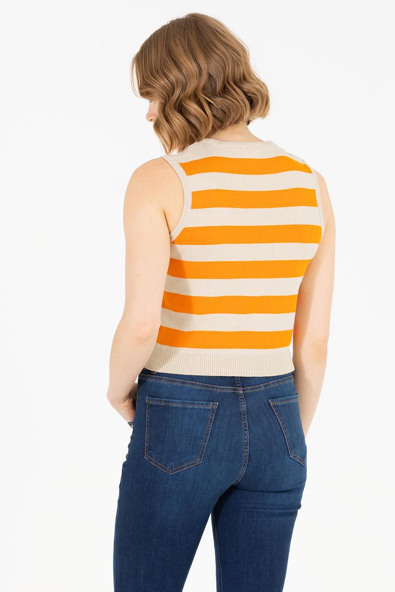 Kadın Turuncu Bisiklet Yaka Kazak - 50264623010