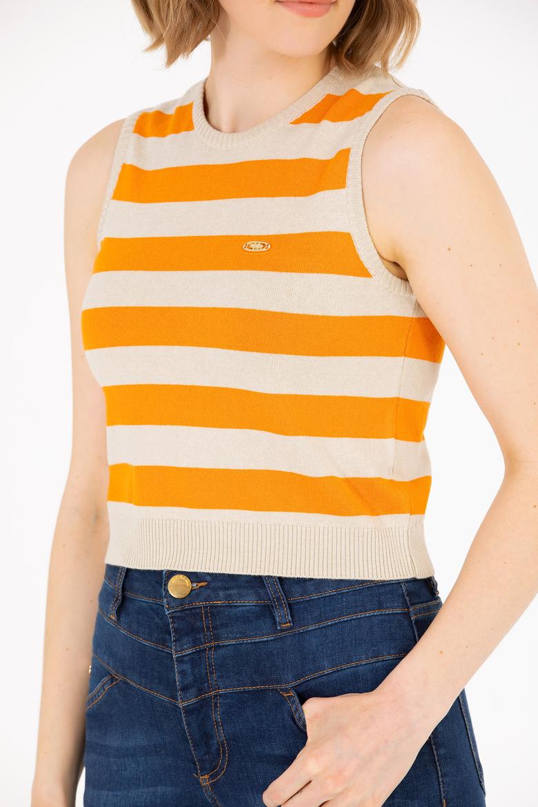 Kadın Turuncu Bisiklet Yaka Kazak - 50264623010