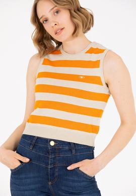 Kadın Turuncu Bisiklet Yaka Kazak - 50264623010