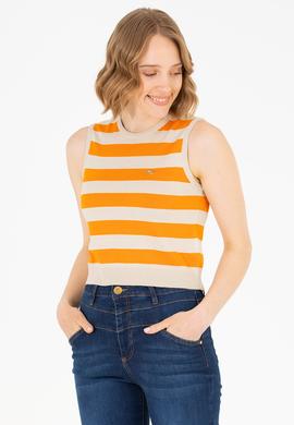 Kadın Turuncu Bisiklet Yaka Kazak - 50264623010