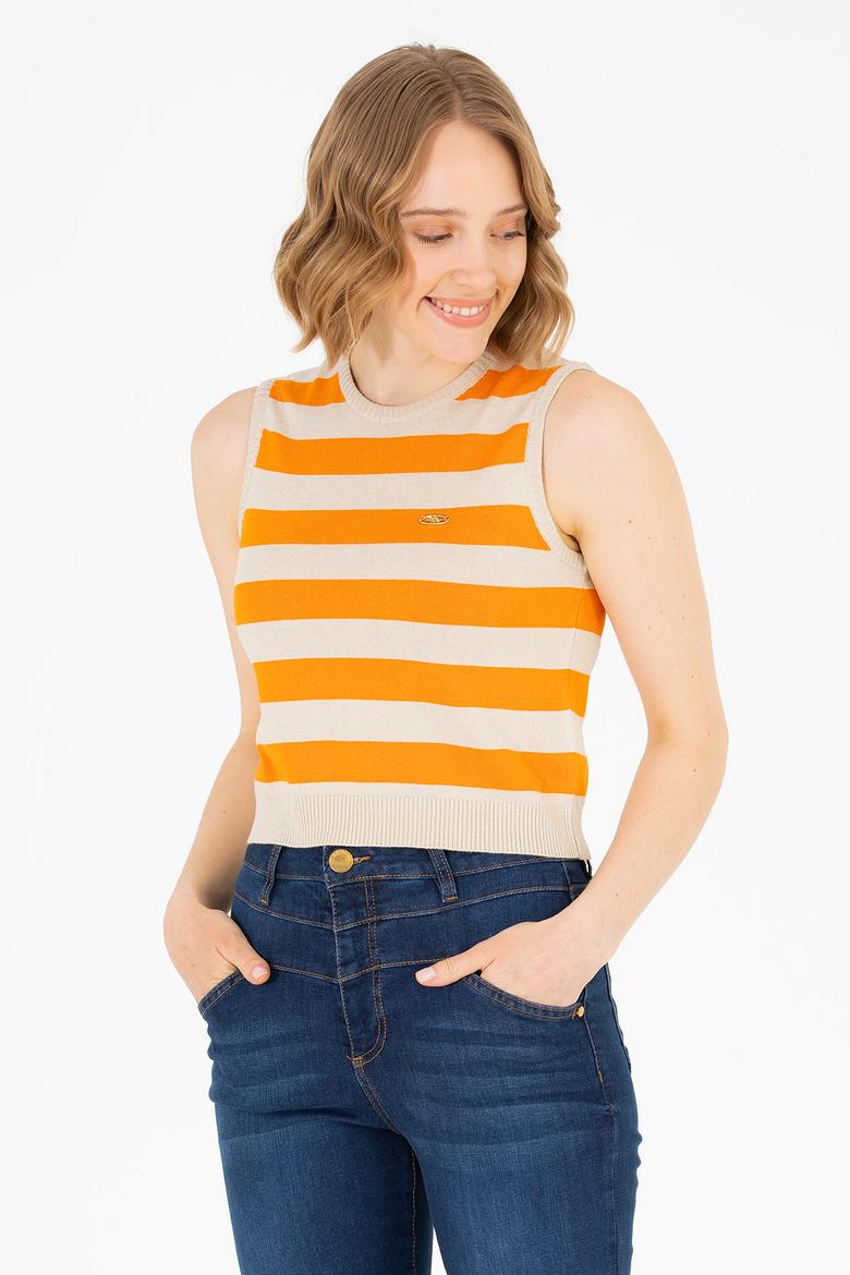 Kadın Turuncu Bisiklet Yaka Kazak - 50264623010