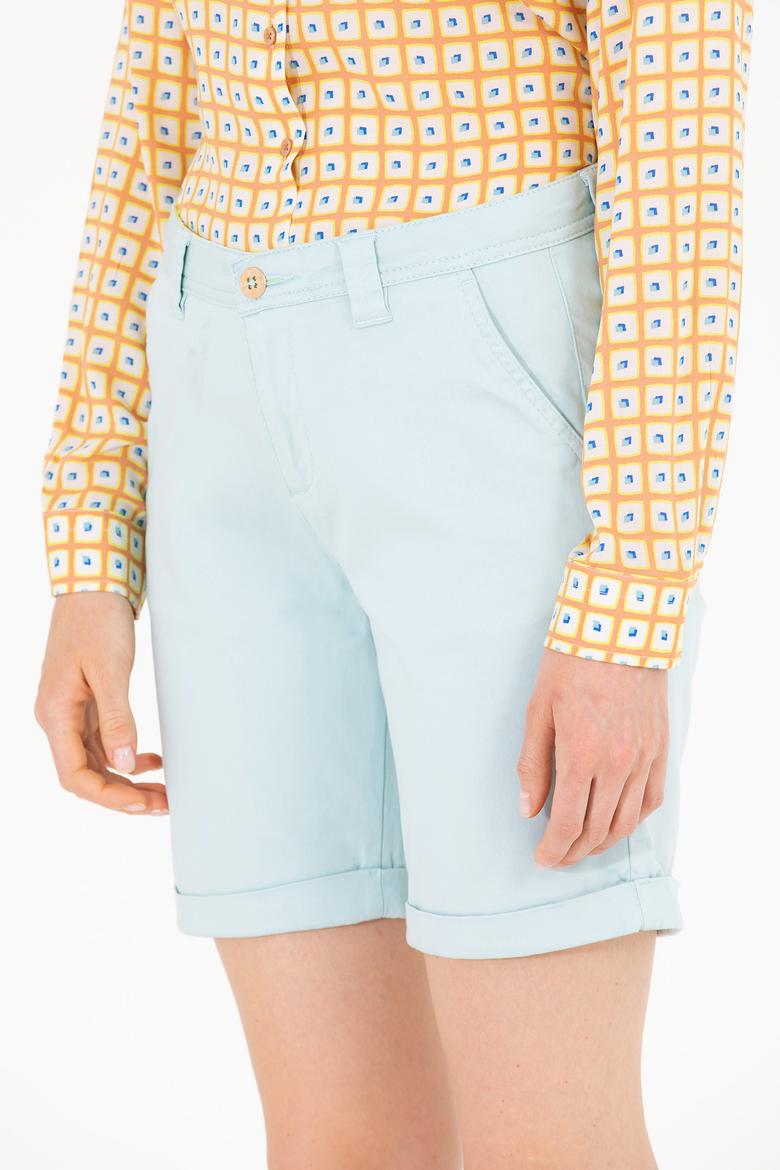 Kadın Su Yeşili Dokuma Şort - 50263220026