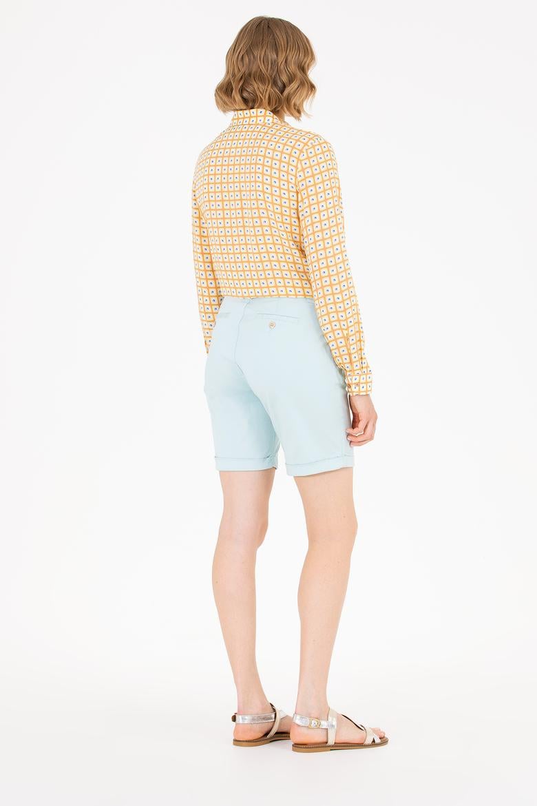 Kadın Su Yeşili Dokuma Şort - 50263220026