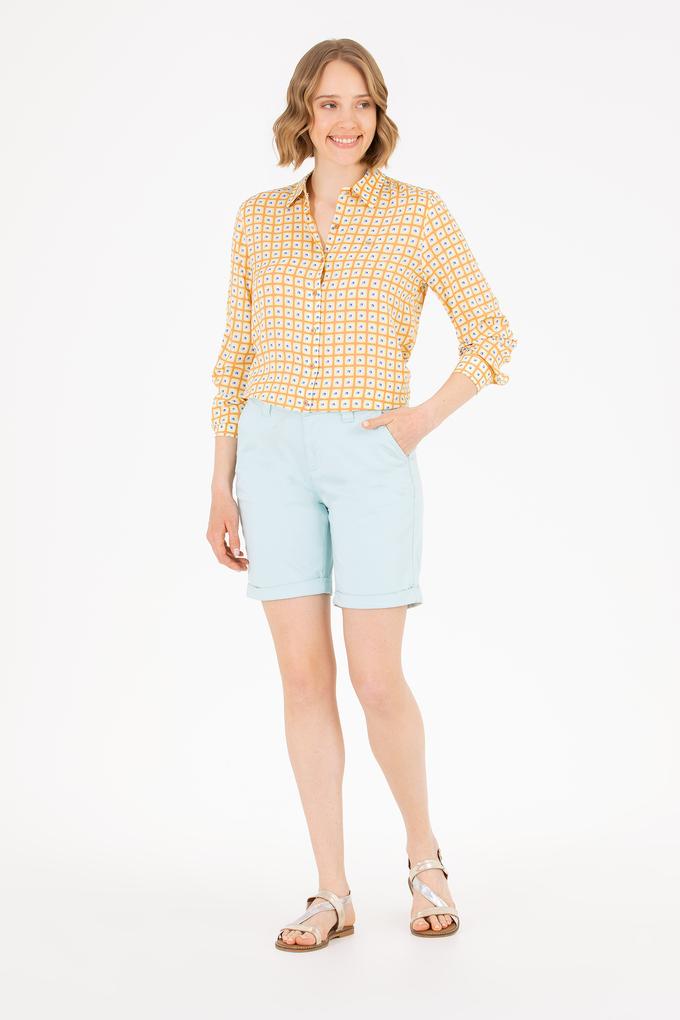 Kadın Su Yeşili Dokuma Şort