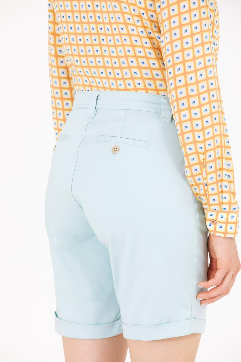 Kadın Su Yeşili Dokuma Şort - 50263220026