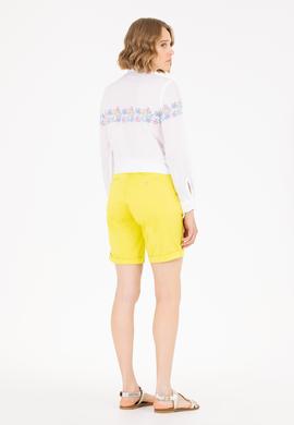 Kadın Neon Sarı Dokuma Şort - 50263220031