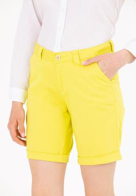 Kadın Neon Sarı Dokuma Şort - 50263220031