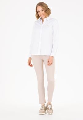 Kadın Beyaz Uzun Kollu Basic Gömlek - 50262946003