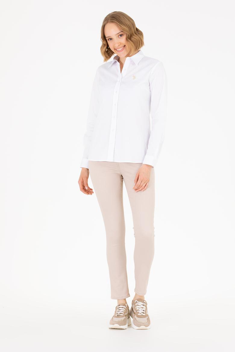 Kadın Beyaz Uzun Kollu Basic Gömlek - 50262946003