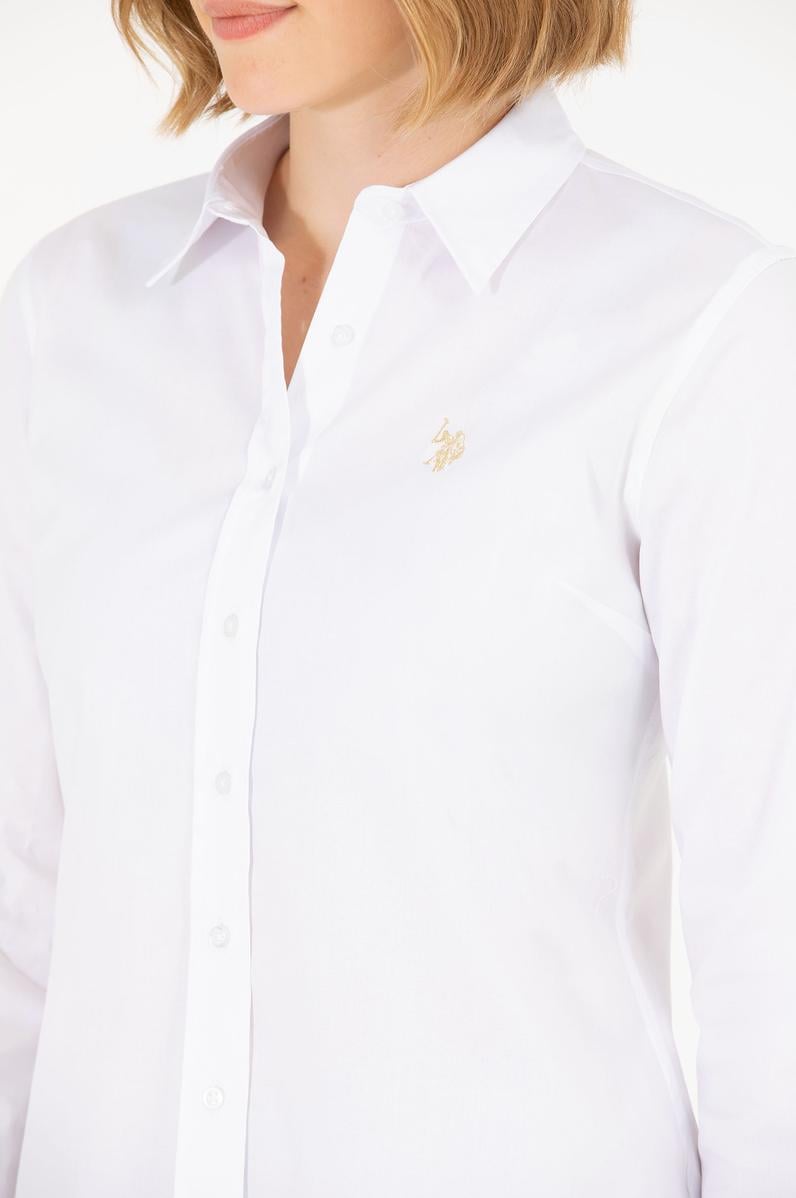 Kadın Beyaz Uzun Kollu Basic Gömlek