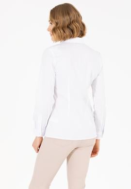 Kadın Beyaz Uzun Kollu Basic Gömlek - 50262946003