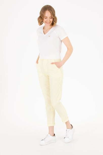 Kadın Neon Sarı Carrot Fit Pantolon