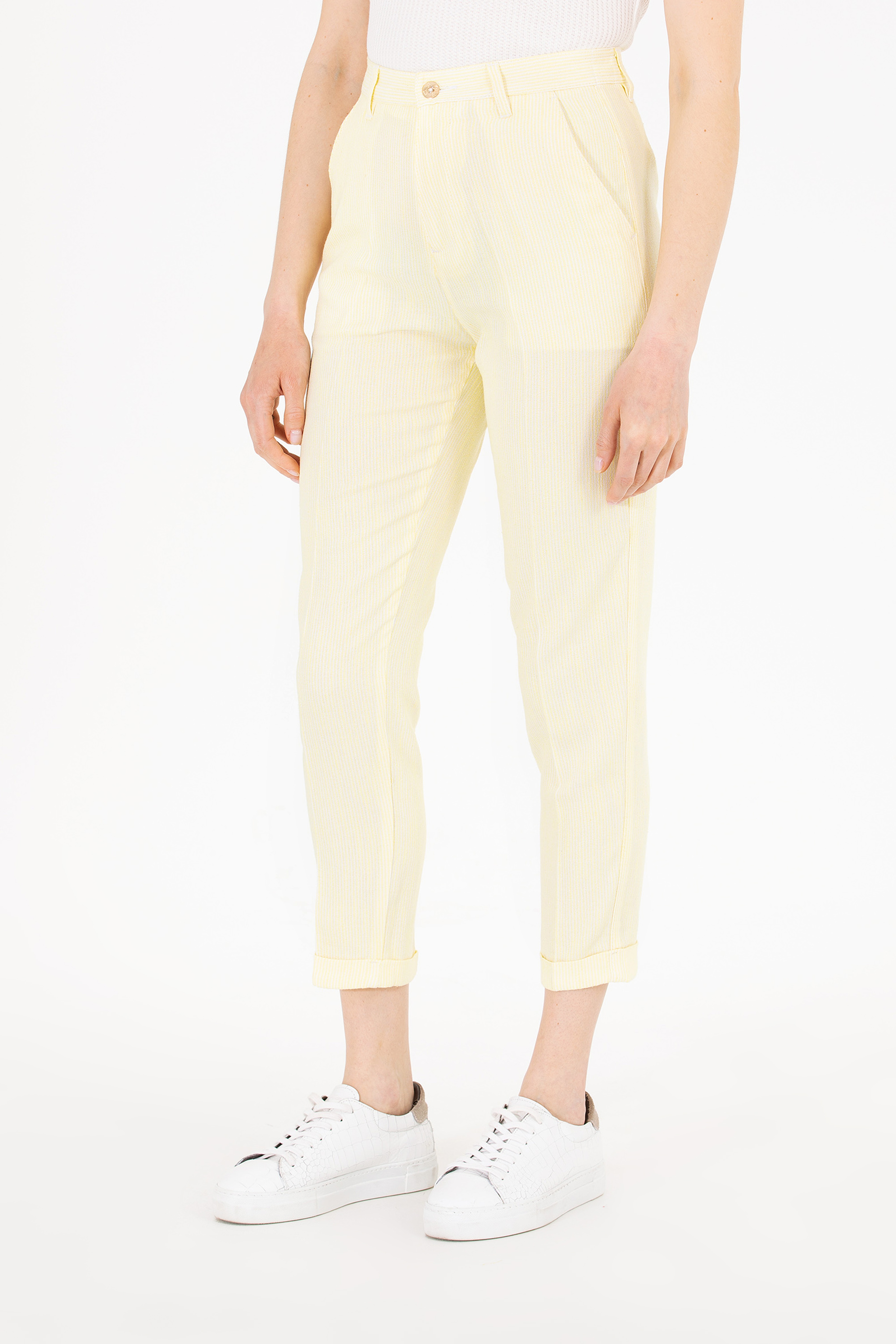 Kadın Neon Sarı Carrot Fit Pantolon
