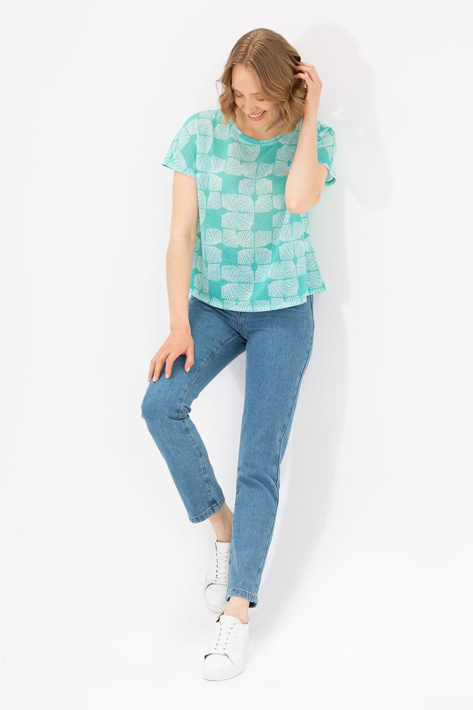 Kadın Mint Bisiklet Yaka Tişört