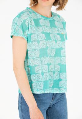 Kadın Mint Bisiklet Yaka Tişört - 50263589022