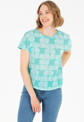 Kadın Mint Bisiklet Yaka Tişört - 50263589022