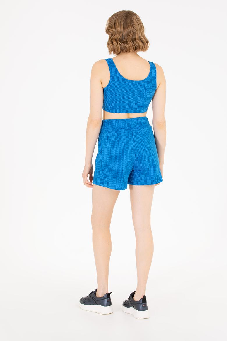 Kadın Saks Örme Şort - 50264208030