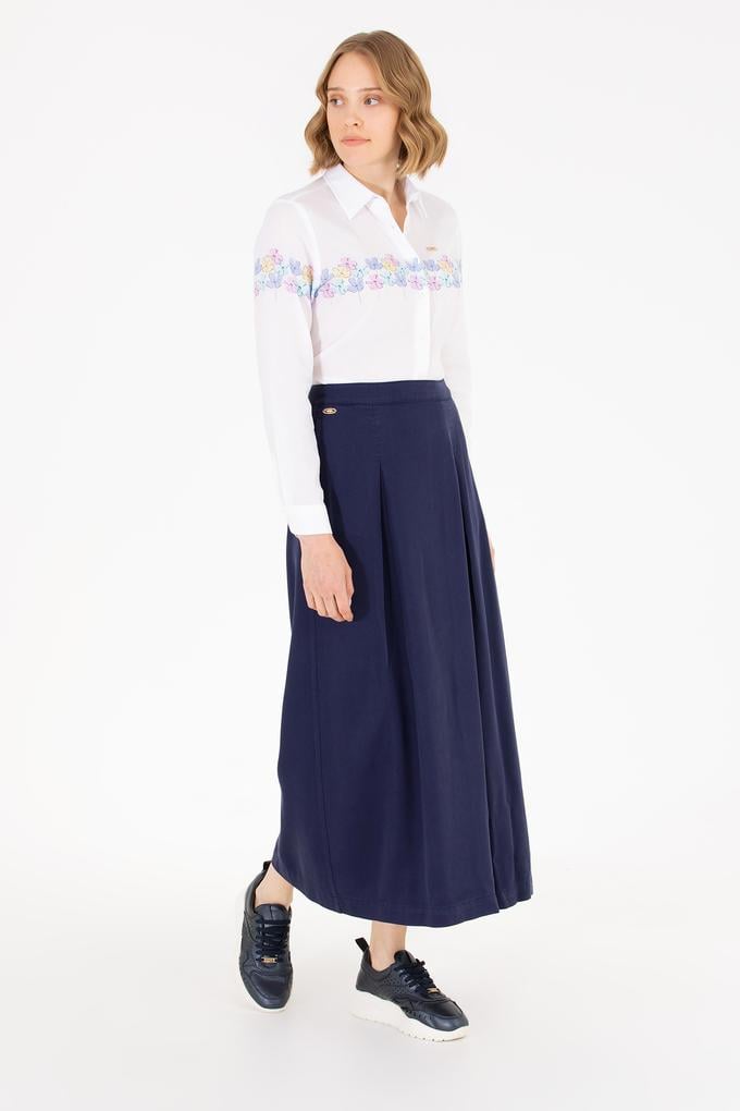 Kadın Lacivert Dokuma Etek