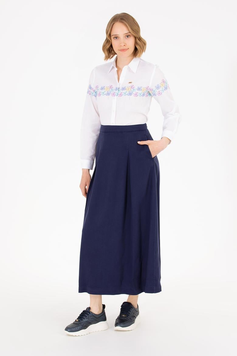 Kadın Lacivert Dokuma Etek - 50265538002