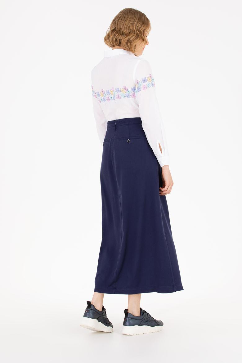 Kadın Lacivert Dokuma Etek - 50265538002