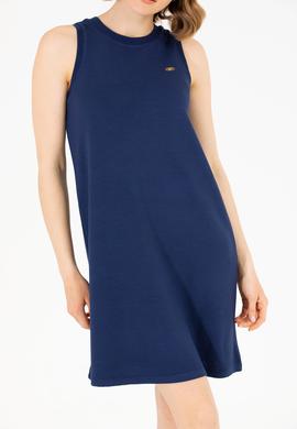 Kadın Lacivert Bisiklet Yaka Örme Elbise - 50265711006