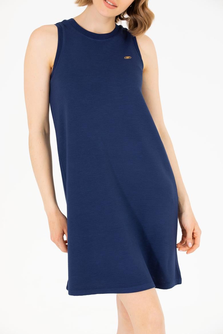 Kadın Lacivert Bisiklet Yaka Örme Elbise - 50265711006