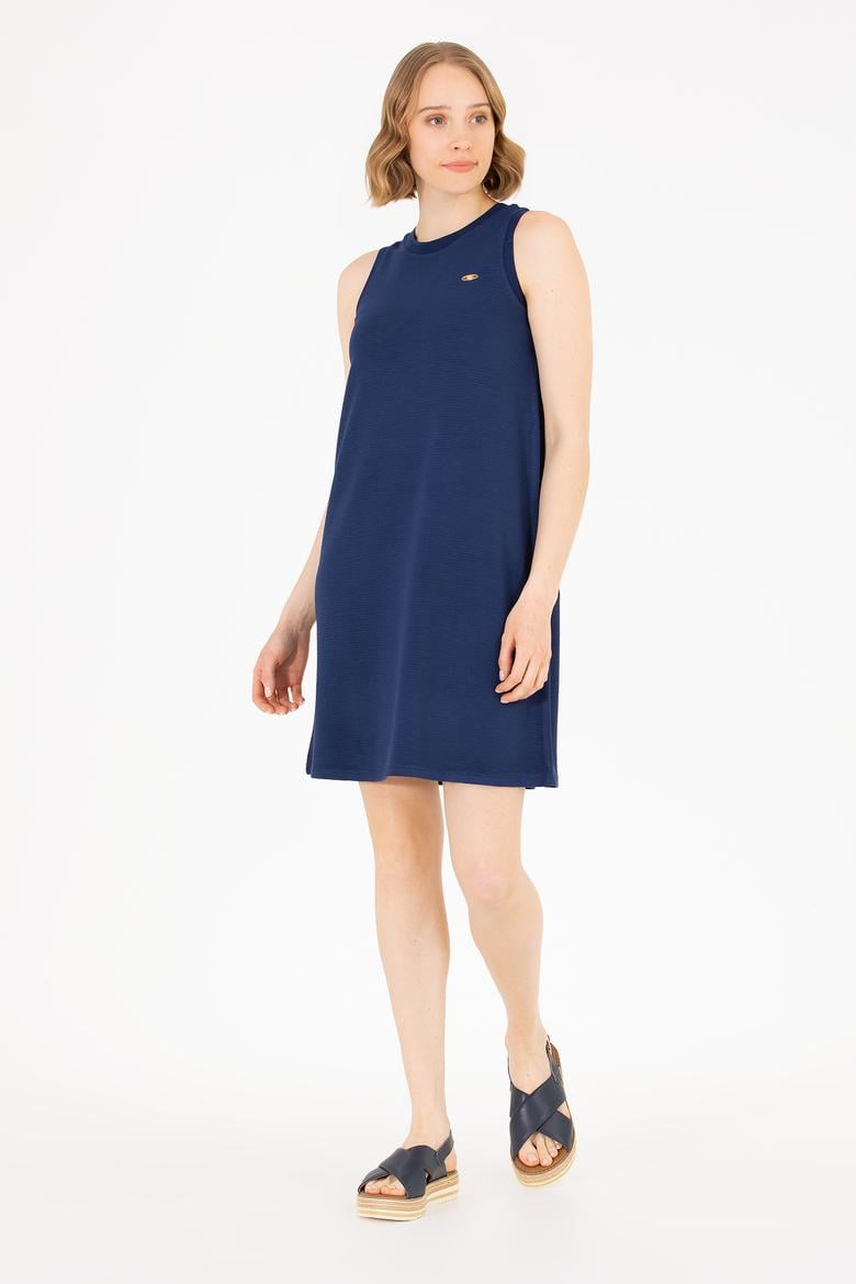 Kadın Lacivert Bisiklet Yaka Örme Elbise