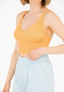 Kadın Turuncu V Yaka Kazak - 50267078001