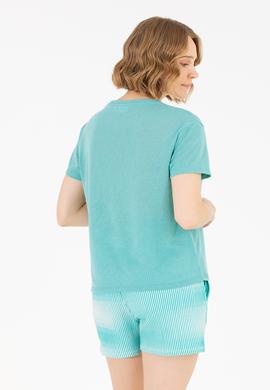 Kadın Mint Bisiklet Yaka Tişört - 50265366002