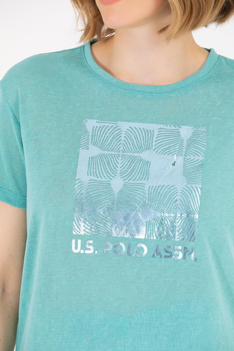 Kadın Mint Bisiklet Yaka Tişört - 50265366002