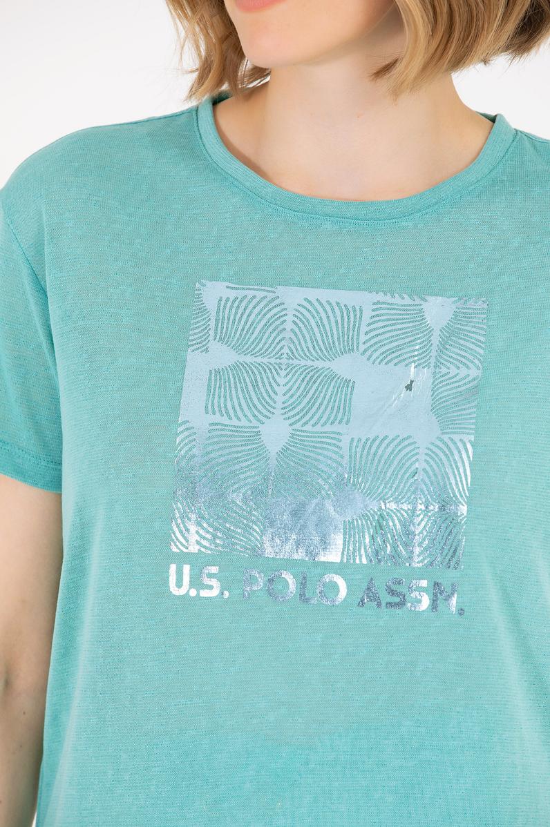 Kadın Mint Bisiklet Yaka Tişört