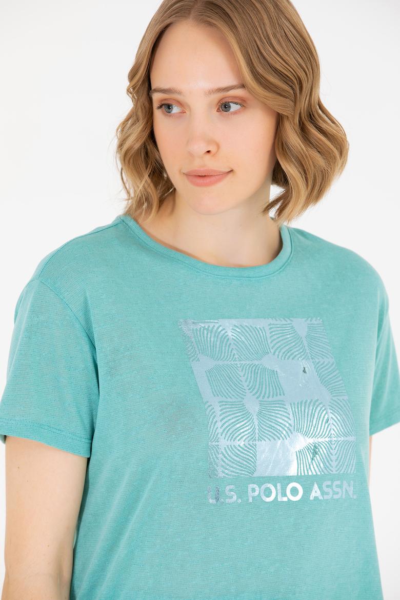 Kadın Mint Bisiklet Yaka Tişört - 50265366002