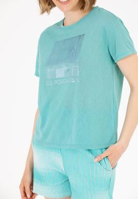 Kadın Mint Bisiklet Yaka Tişört - 50265366002