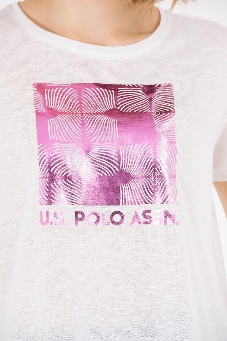 Kadın Ekru Bisiklet Yaka Tişört - 50265366013