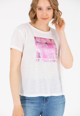 Kadın Ekru Bisiklet Yaka Tişört - 50265366013