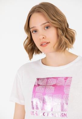 Kadın Ekru Bisiklet Yaka Tişört - 50265366013