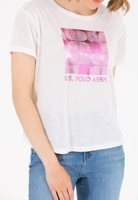 Kadın Ekru Bisiklet Yaka Tişört - 50265366013