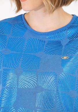 Kadın Saks Bisiklet Yaka Tişört - 50265367007