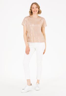 Kadın Çok Renkli Bisiklet Yaka Tişört - 50265367012